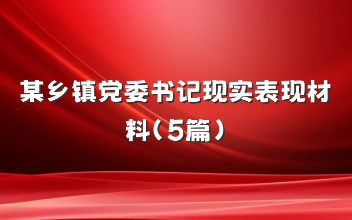 某乡镇党委书记现实表现材料（5篇）