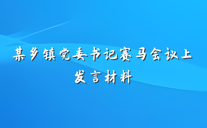 某乡镇党委书记赛马会议上发言材料