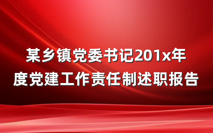 某乡镇党委书记201x年度党建工作责任制述职报告
