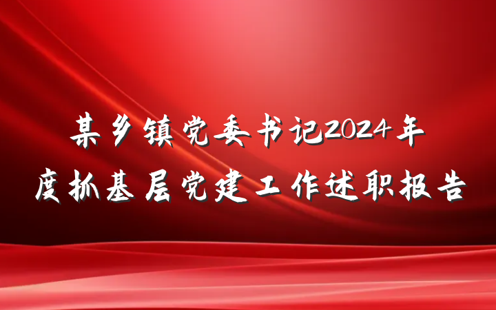 某乡镇党委书记2024年度抓基层党建工作述职报告