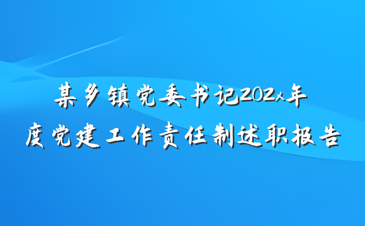 某乡镇党委书记202x年度党建工作责任制述职报告