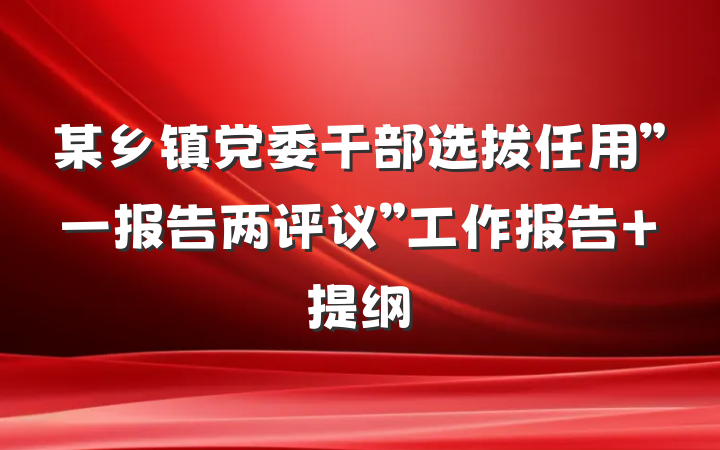 某乡镇党委干部选拔任用”一报告两评议”工作报告 提纲