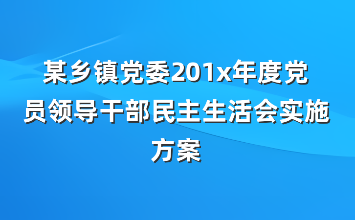 某乡镇党委201x年度党员领导干部民主生活会实施方案