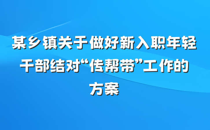 某乡镇关于做好新入职年轻干部结对“传帮带”工作的方案