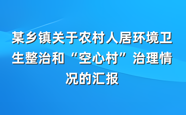 某乡镇关于农村人居环境卫生整治和“空心村”治理情况的汇报