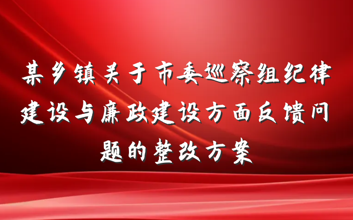 某乡镇关于市委巡察组纪律建设与廉政建设方面反馈问题的整改方案