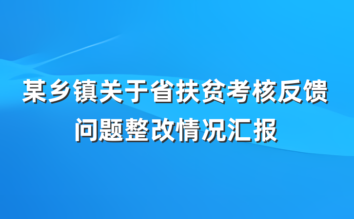某乡镇关于省扶贫考核反馈问题整改情况汇报