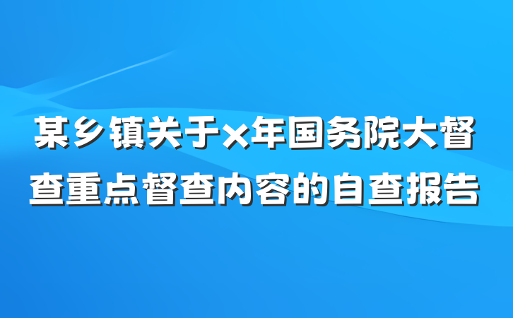 某乡镇关于x年国务院大督查重点督查内容的自查报告