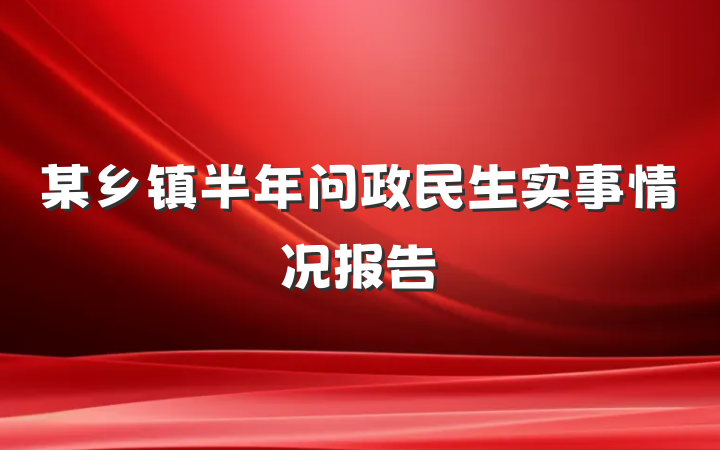 某乡镇半年问政民生实事情况报告