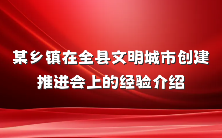 某乡镇在全县文明城市创建推进会上的经验介绍