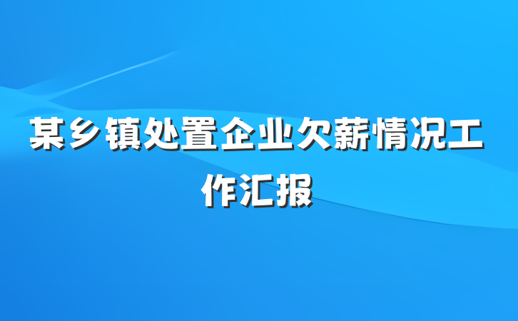 某乡镇处置企业欠薪情况工作汇报