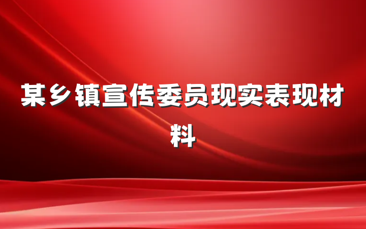 某乡镇宣传委员现实表现材料