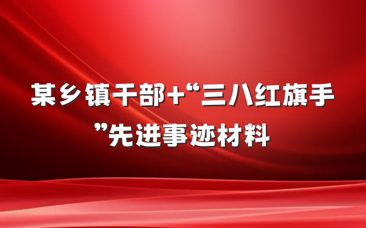 某乡镇干部 “三八红旗手”先进事迹材料
