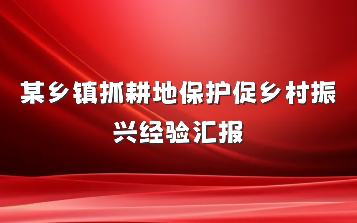 某乡镇抓耕地保护促乡村振兴经验汇报