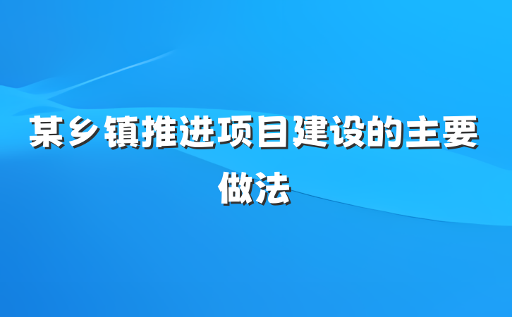 某乡镇推进项目建设的主要做法