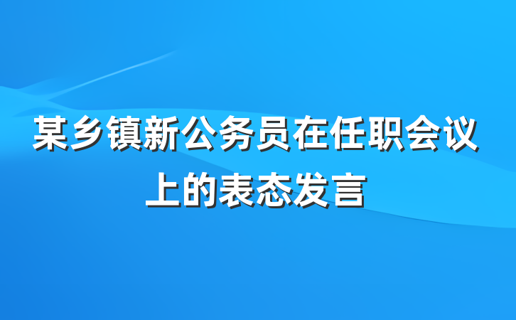 某乡镇新公务员在任职会议上的表态发言