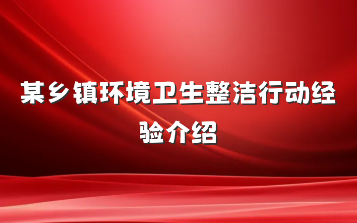 某乡镇环境卫生整洁行动经验介绍