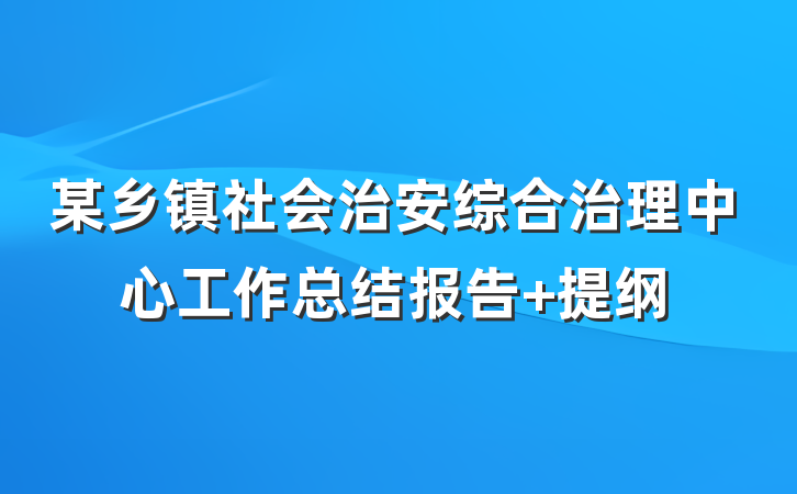 某乡镇社会治安综合治理中心工作总结报告 提纲