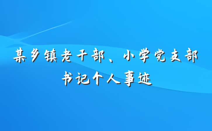 某乡镇老干部、小学党支部书记个人事迹