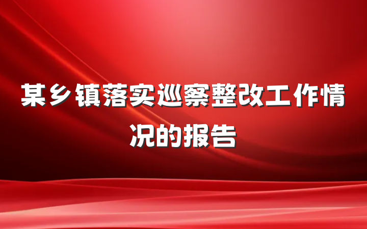 某乡镇落实巡察整改工作情况的报告
