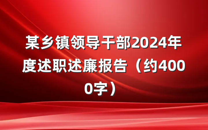 某乡镇领导干部2024年度述职述廉报告（约4000字）
