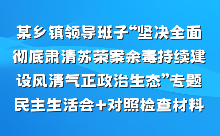 某乡镇领导班子“坚决全面彻底肃清苏荣案余毒持续建设风清气正政治生态”专题民主生活会 对照检查材料