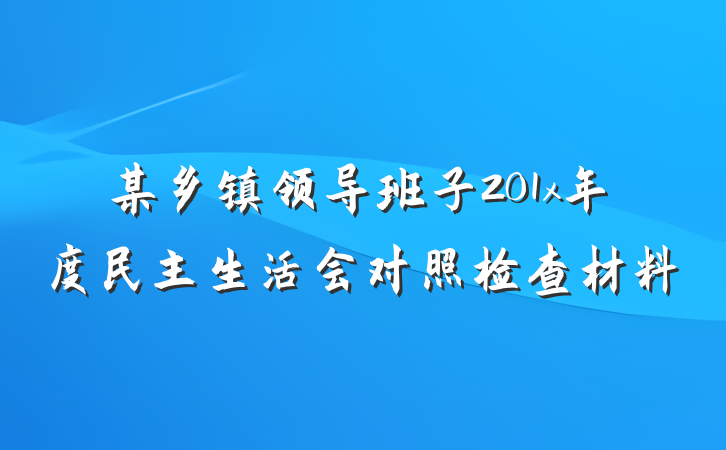 某乡镇领导班子201x年度民主生活会对照检查材料