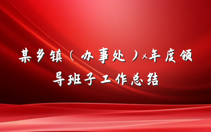 某乡镇（办事处）x年度领导班子工作总结