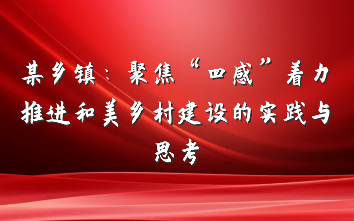 某乡镇：聚焦“四感”着力推进和美乡村建设的实践与思考