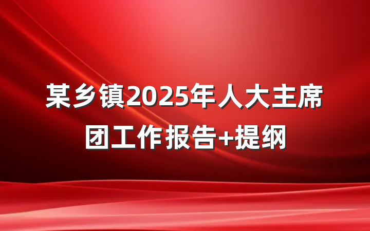 某乡镇2025年人大主席团工作报告 提纲