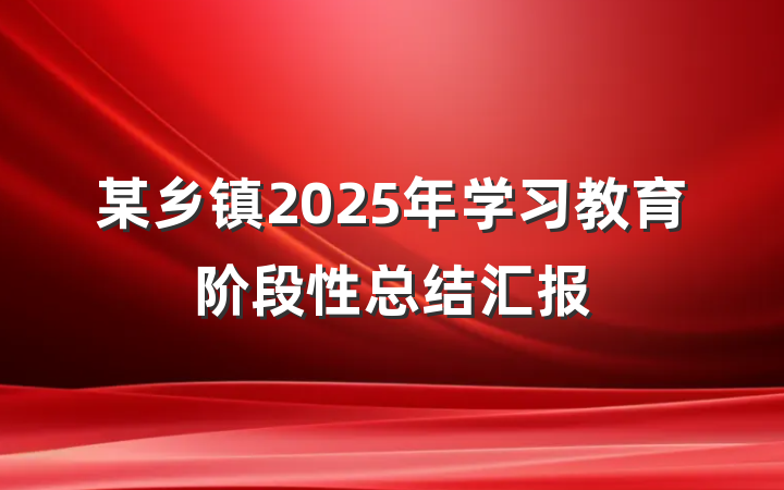 某乡镇2025年学习教育阶段性总结汇报