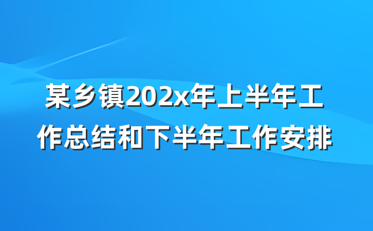 某乡镇202x年上半年工作总结和下半年工作安排