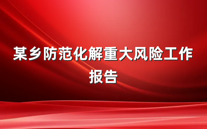 某乡防范化解重大风险工作报告