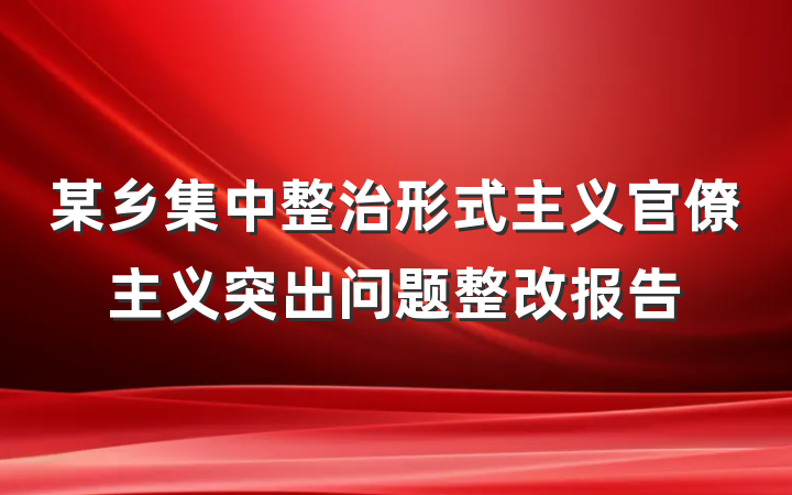 某乡集中整治形式主义官僚主义突出问题整改报告