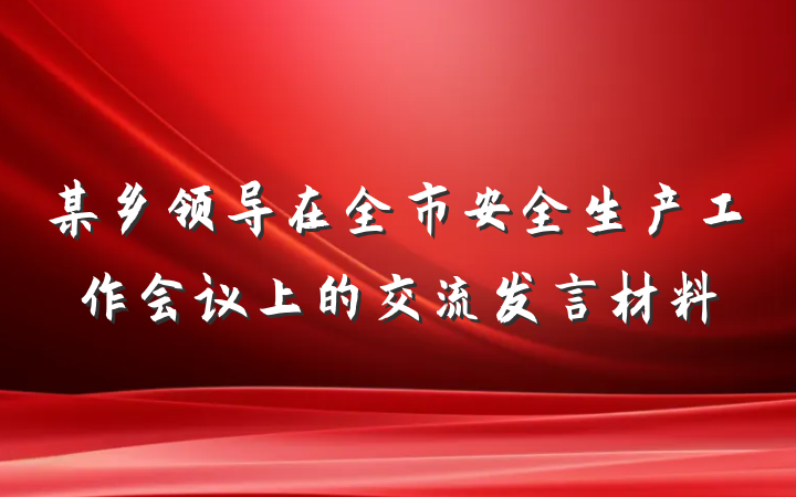 某乡领导在全市安全生产工作会议上的交流发言材料