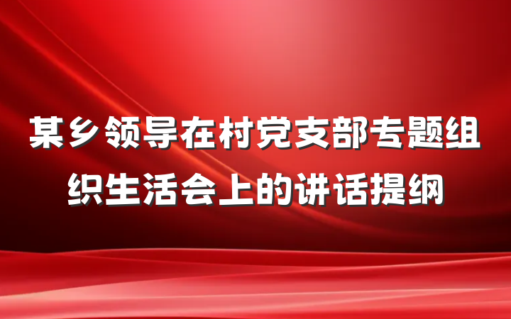 某乡领导在村党支部专题组织生活会上的讲话提纲