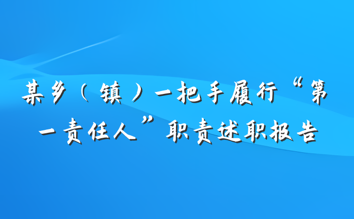 某乡（镇）一把手履行“第一责任人”职责述职报告