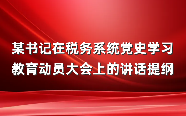某书记在税务系统党史学习教育动员大会上的讲话提纲