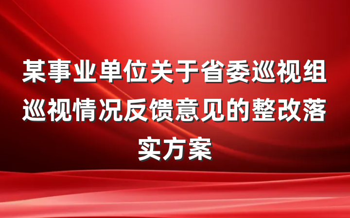 某事业单位关于省委巡视组巡视情况反馈意见的整改落实方案