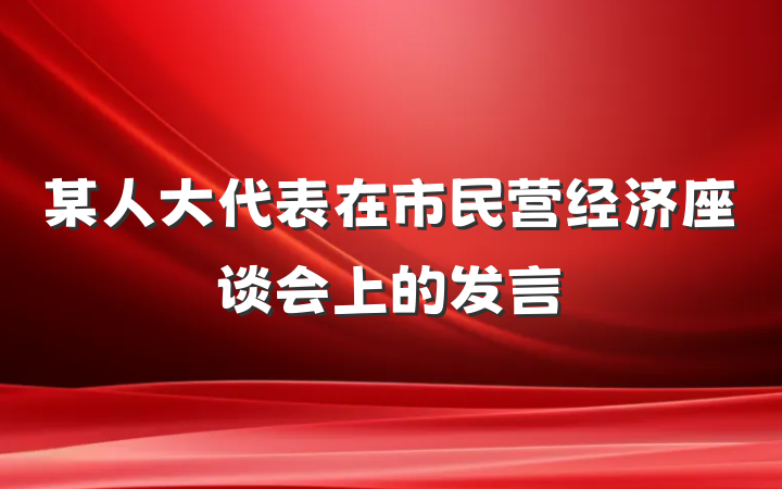 某人大代表在市民营经济座谈会上的发言