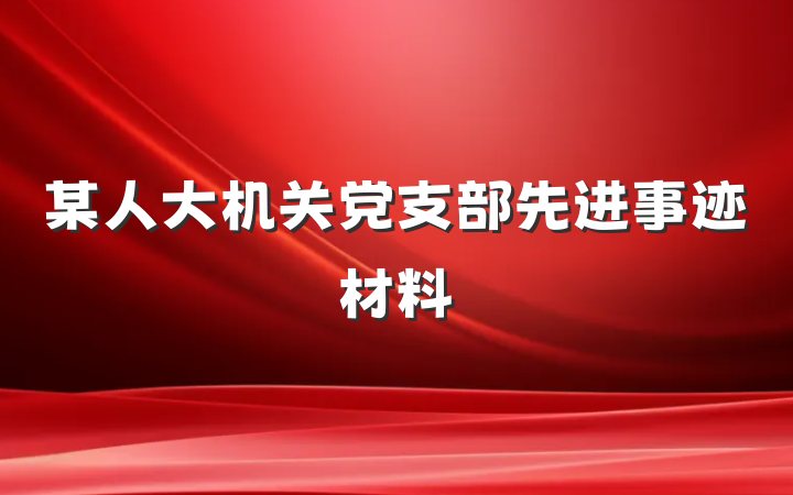 某人大机关党支部先进事迹材料