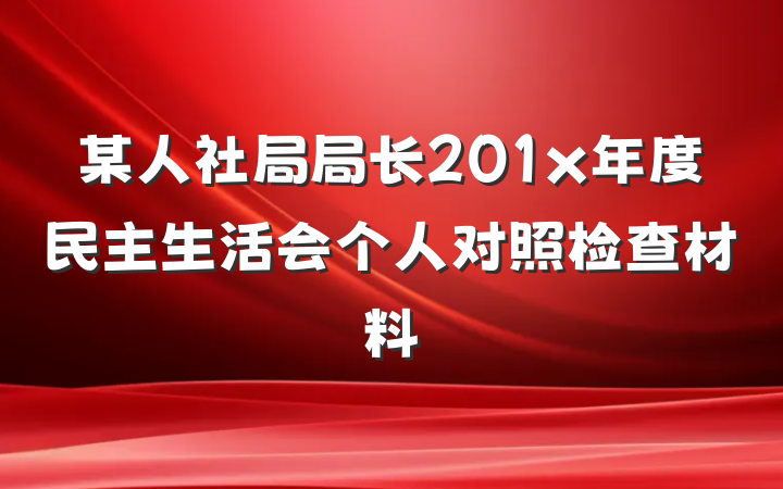 某人社局局长201x年度民主生活会个人对照检查材料