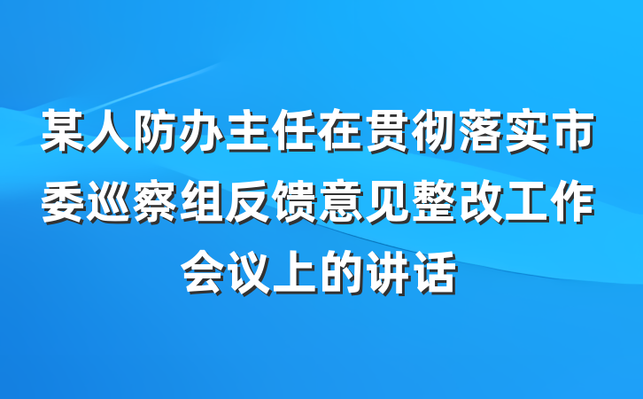 某人防办主任在贯彻落实市委巡察组反馈意见整改工作会议上的讲话