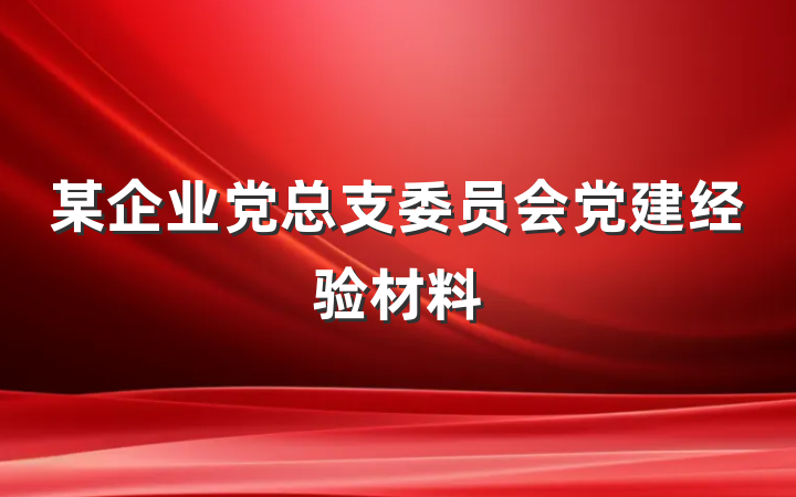 某企业党总支委员会党建经验材料