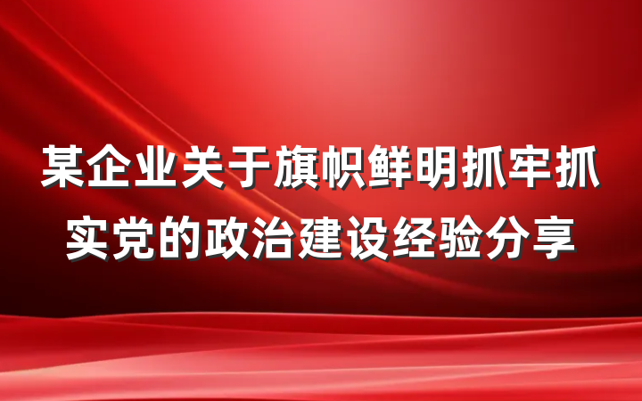 某企业关于旗帜鲜明抓牢抓实党的政治建设经验分享