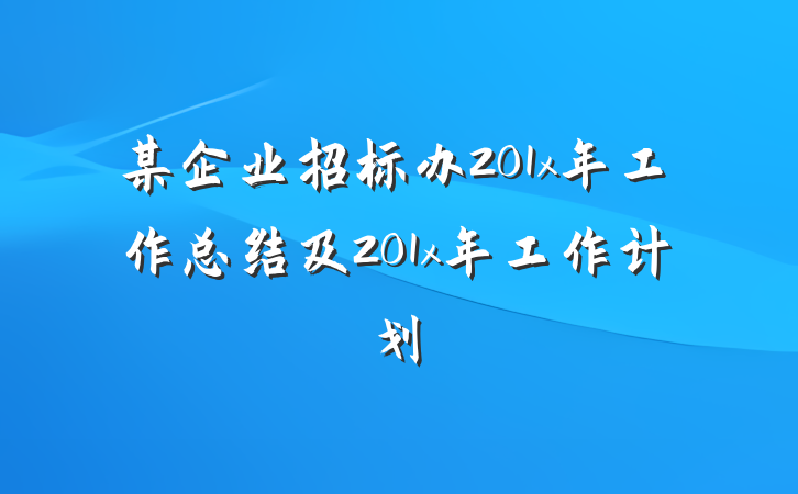 某企业招标办201x年工作总结及201x年工作计划
