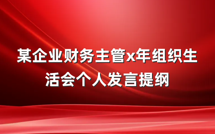 某企业财务主管x年组织生活会个人发言提纲