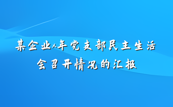 某企业x年党支部民主生活会召开情况的汇报