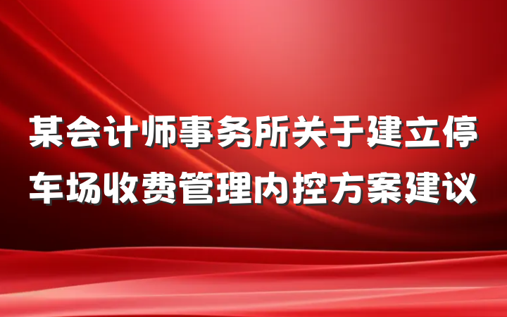 某会计师事务所关于建立停车场收费管理内控方案建议