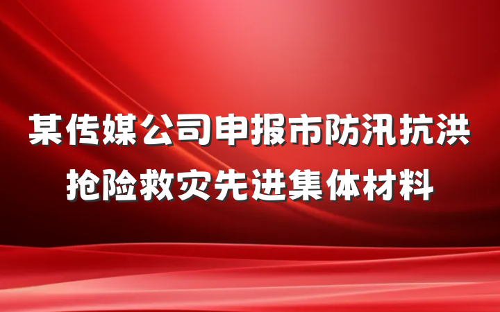 某传媒公司申报市防汛抗洪抢险救灾先进集体材料